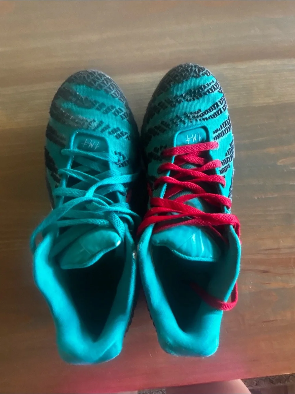 Men's Athletic Nike Shoes in Teal with Red Accent